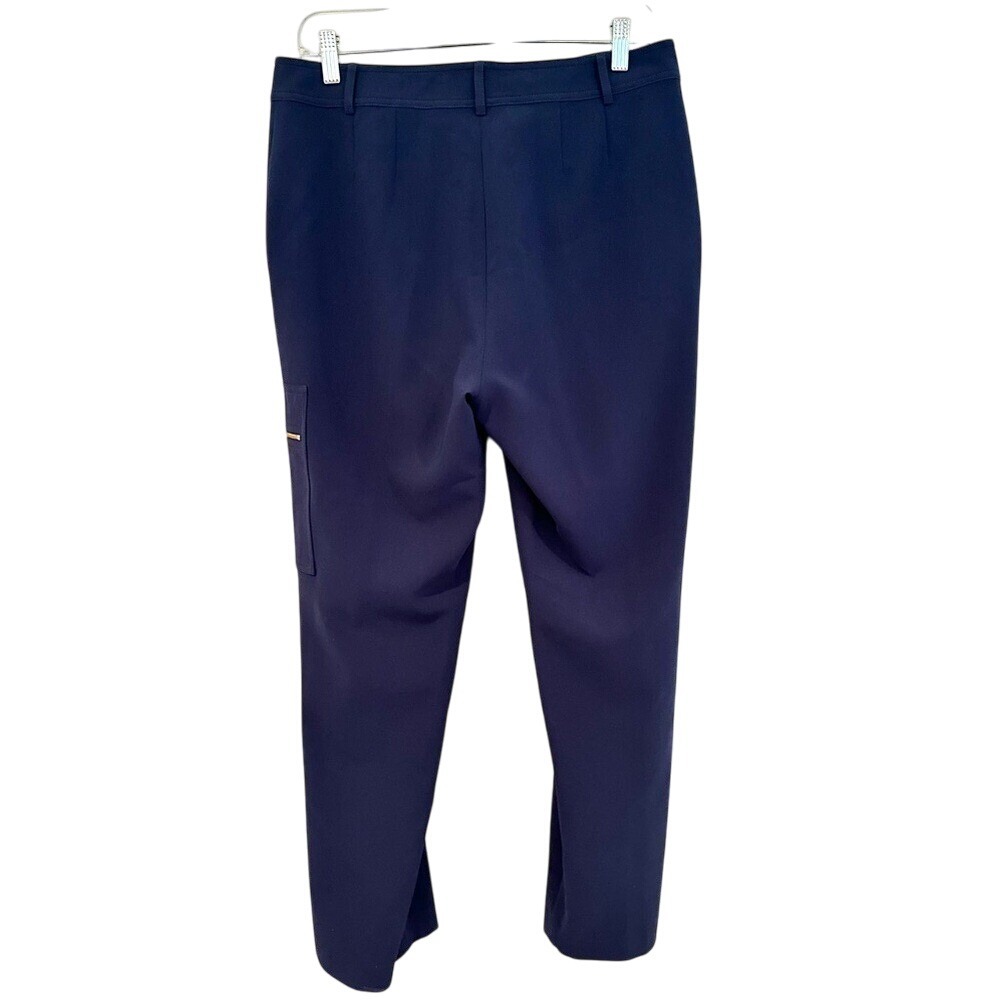 St. John Crepe Sport Zipper Straight‎ Leg Pants Women's 8 Navy Career Casual - Picture 4 of 4
